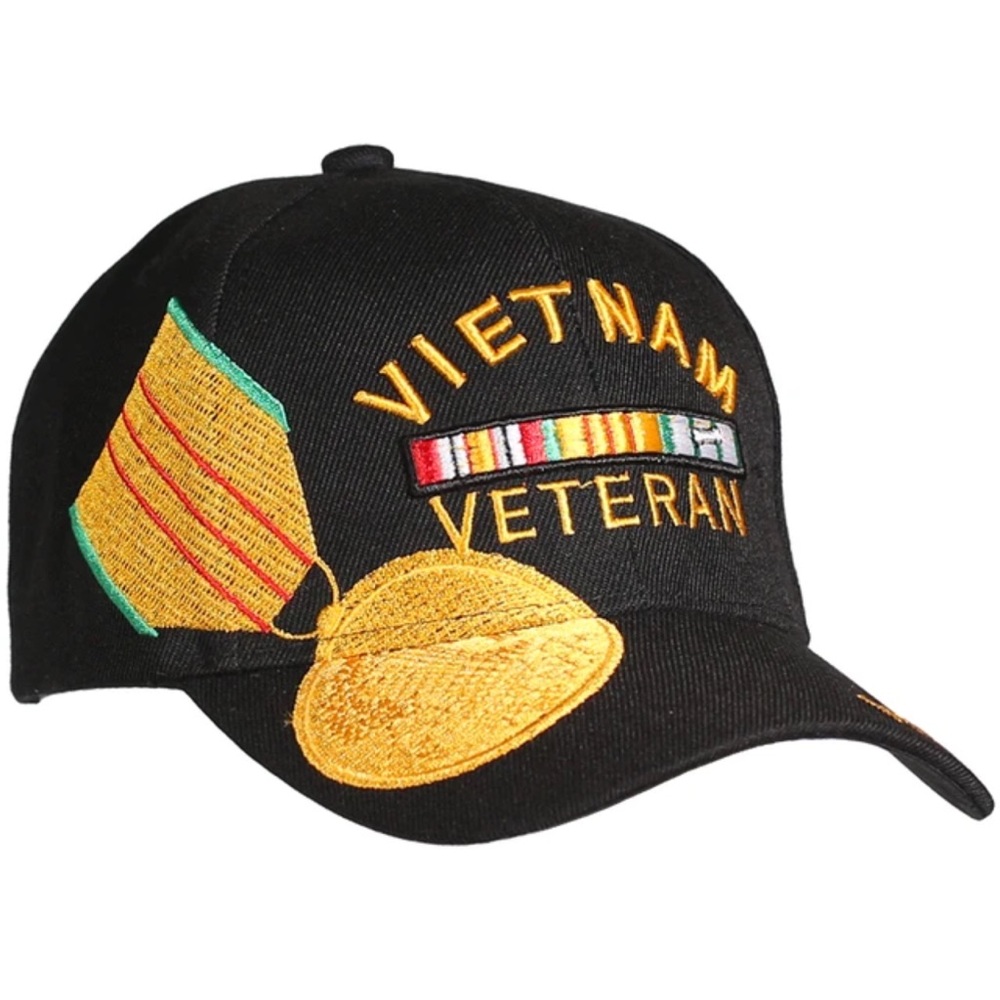 Black Vietnam Veteran Medal Hat OSFM Embroidered